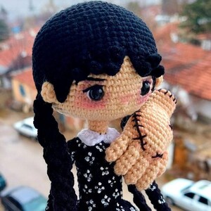 Wednesday Amigurumi Doll, Handmade Crochet Plush, Perfect for Collectors, Unique Gift Idea