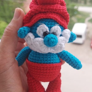 Smurfette and Papa Smurf Organic Amigurumi Dolls, Artisan-Made Eco-Friendly Plush, Unique Gift for Kids and Collectors