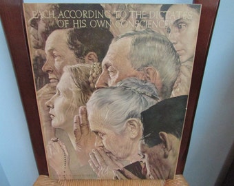 VINTAGE - Norman Rockwell "Freedom of Worship" Print