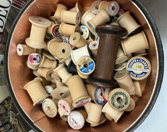 Vintage Collection of Wooden Thread Spools