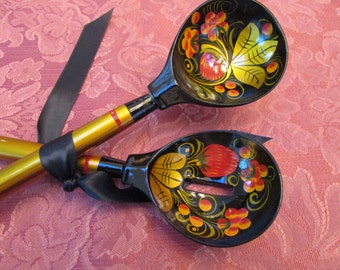 VINTAGE - Russian Lacquer Salad Spoons