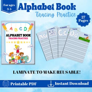 Alphabet Book Writing Practice, Learn to write your ABC&#39;s, Homeschool Learning, Toddler Learning Book