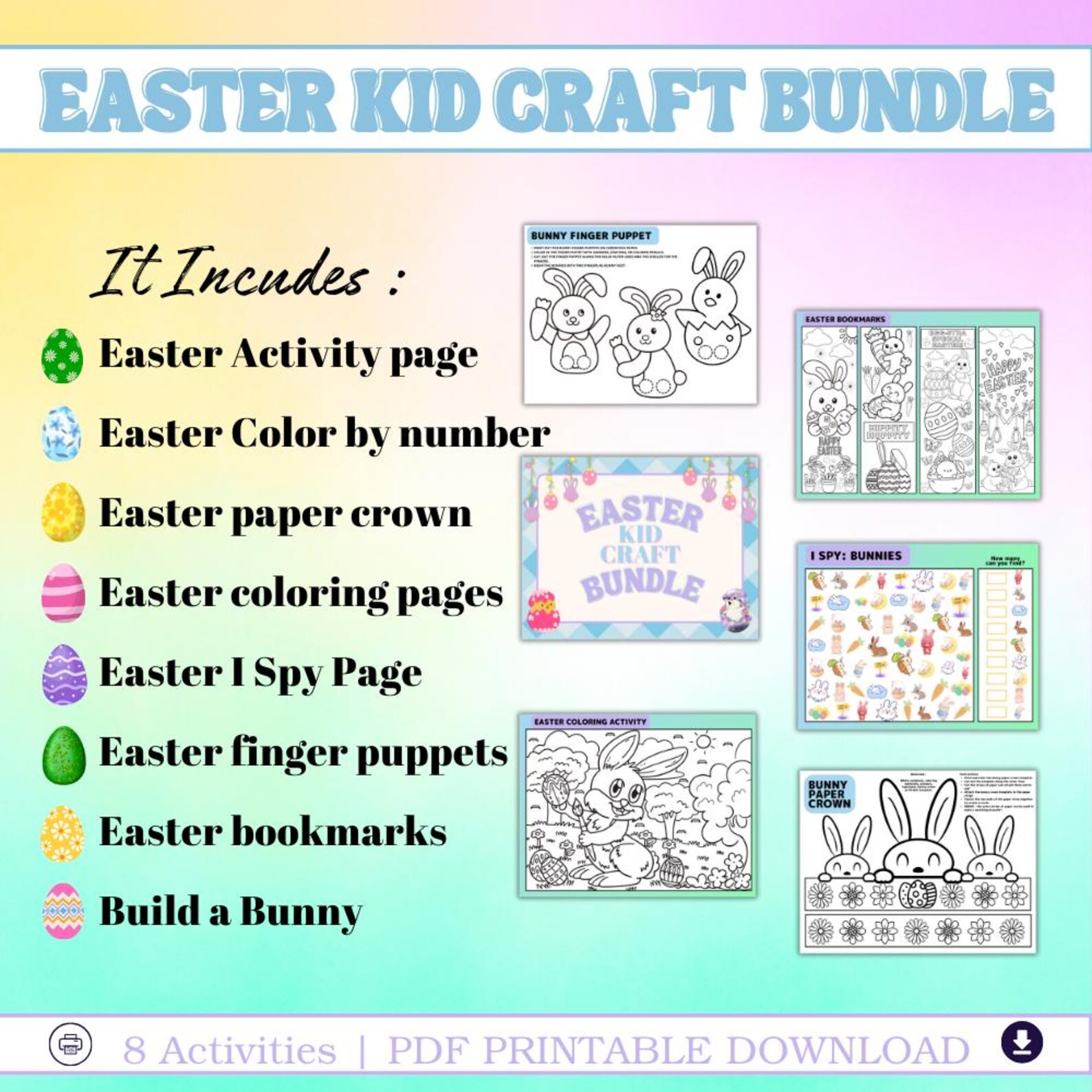 Easter Kids Craft Bundle Printable Easter Activities Classroom Activity ...