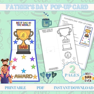 Father&#39;s Day Pop-up Card Printable Father&#39;s Day Craft Handmade Card for Dad DIY Father&#39;s Day Gift Gift for Dad Father&#39;s Day Kids Activity