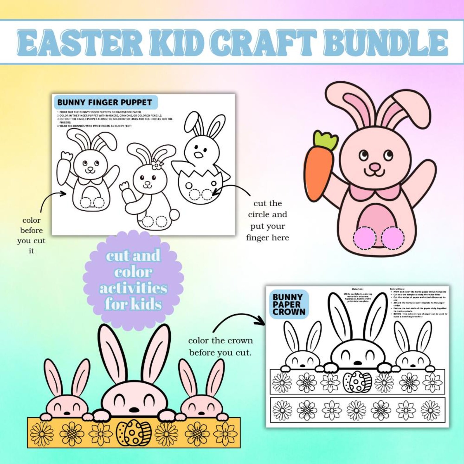 Easter Kids Craft Bundle Printable Easter Activities Classroom Activity ...