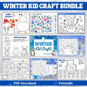 Winter Kids Craft Bundle, Toddler Activities, Winter Crafts for kids, Preschool Crafts, Holiday Activities, Homeschool fun
