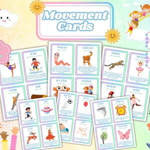 Printable Movement Cards for Kids – 40 Gross Motor Activities | Homeschool, Classroom, Preschool Game | Instant Download PDF, Early Learning