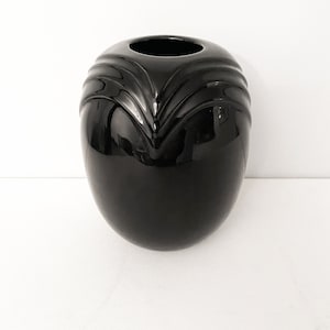 Vintage Black McCoy Vase #449, 1980s Art Deco Style