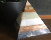 Marble Onyx Stone Pyramid - Layered Stone Paperweight