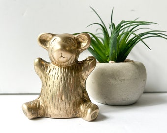 Vintage small brass teddy bear figurine