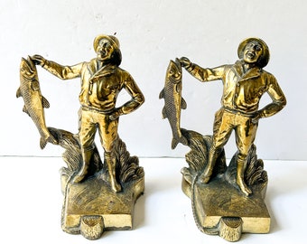 Vintage Jennings Brothers Fisherman Bookends
