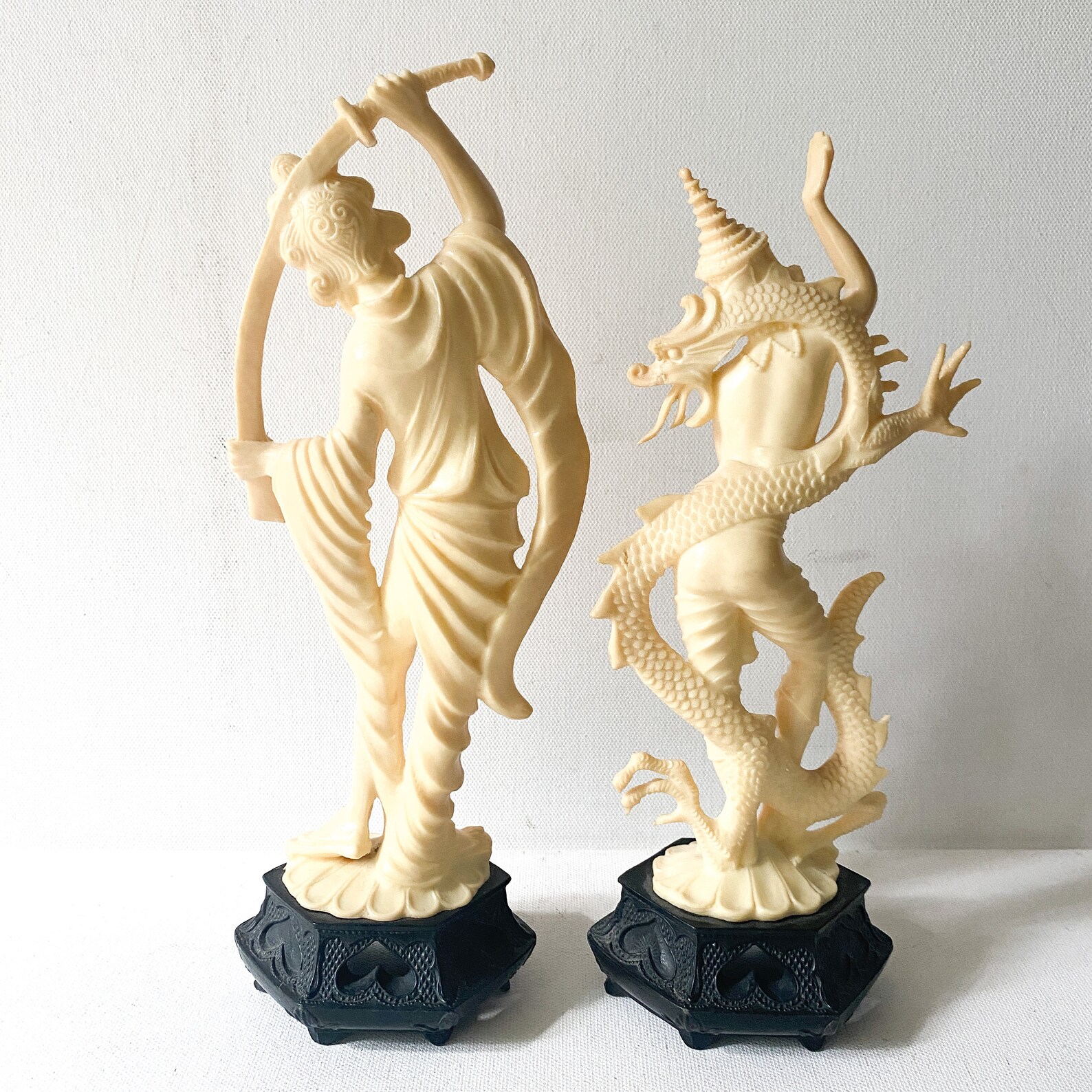 Vintage Asian Statues Depose Italy Fontani Dragon Dance Etsy