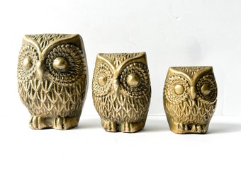 Vintage Brass Owls set of 3