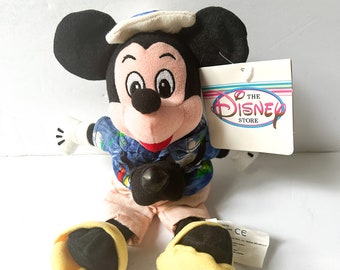 Vintage Tourist Mickey Disney Beanie Plush, 90s collectible