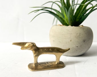 Vintage Miniature pointy nose dog figurine, little abstract dachshund
