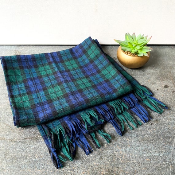 Vintage Pendleton black watch wool scarf