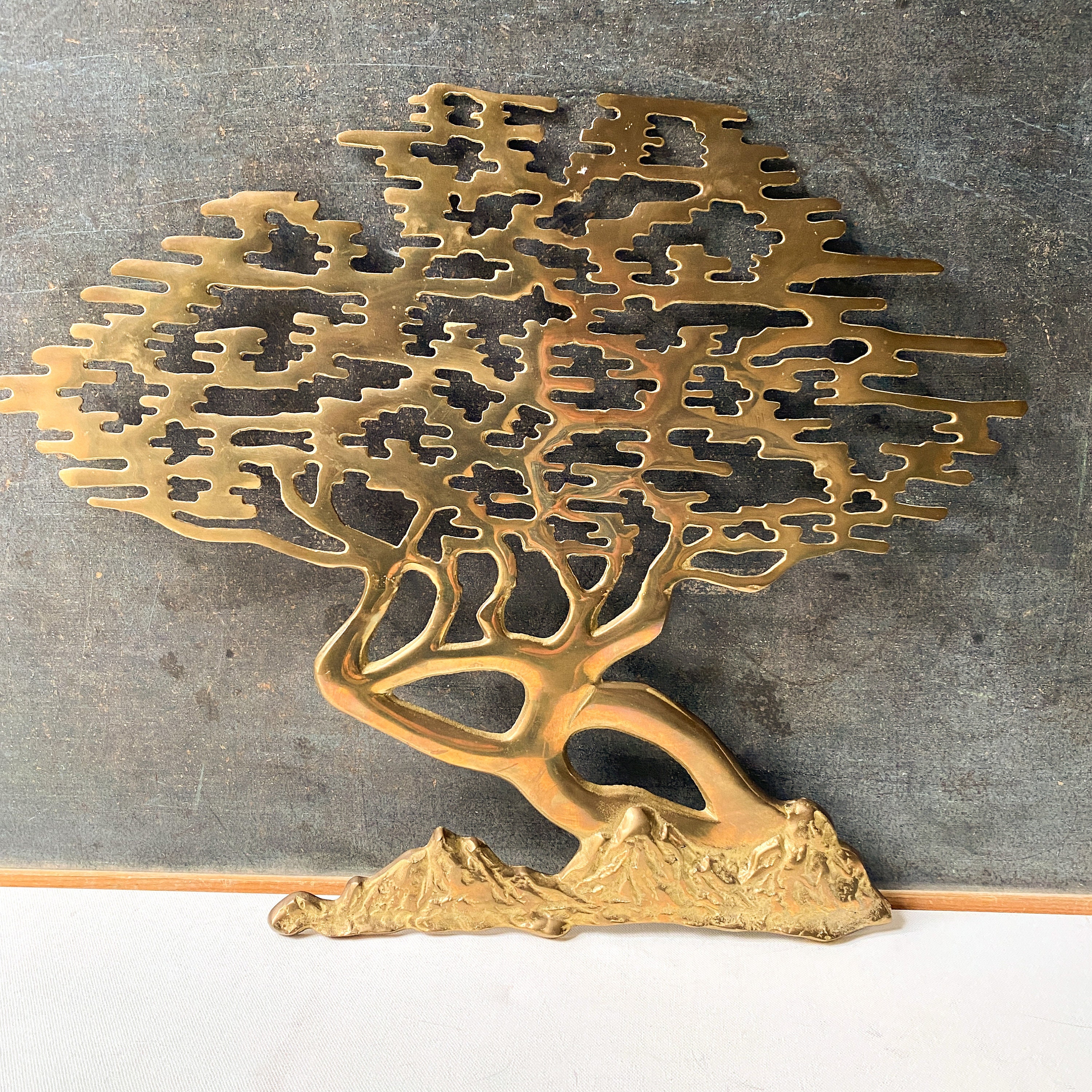 Large Vintage Brass Bonsai Tree Wall Art, Midcentury Sculpture -  Canada