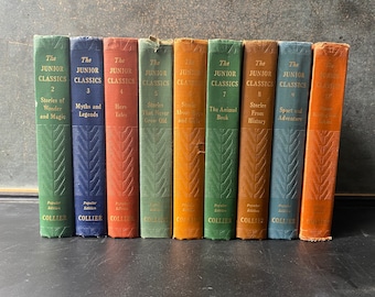 Vintage Junior Classics The Young Folks Library Shelf of Books, volumes 2-10, 1938