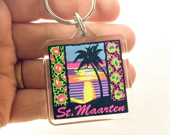 Vintage St. Maarten Keychain, Travel Gift