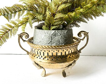 Vintage brass footed planter bowl