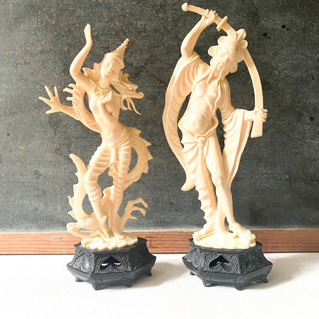 Vintage Asian Statues Depose Italy Fontani Dragon Dance Etsy