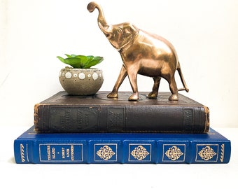 Vintage Brass Elephant Figurine, Bohemian Decor
