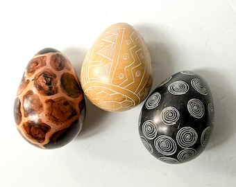 Vintage African Stone Eggs, Collection of 3