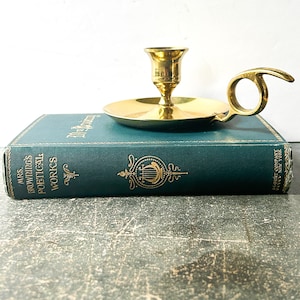 Vintage Gold Plated Brass Chamber Candle, Academia Aesthetic