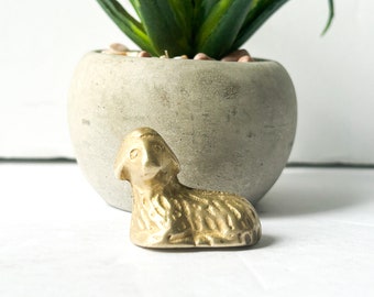 Vintage miniature brass lamb