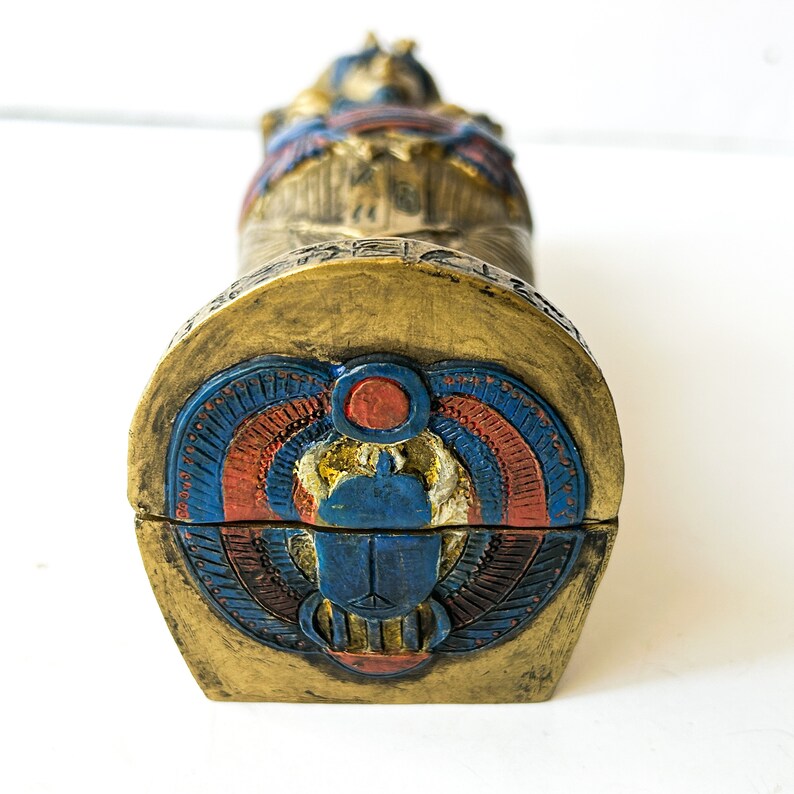 Vintage Egyptian Sarcophagus Box, Collectible Decor image 3