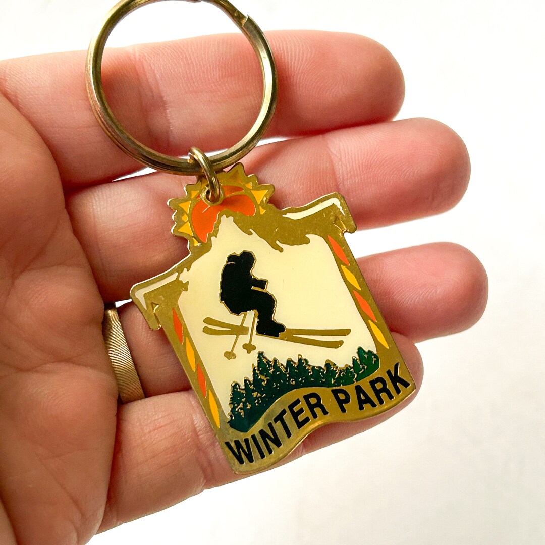 Vintage Winter Park Skiing Keychain Etsy