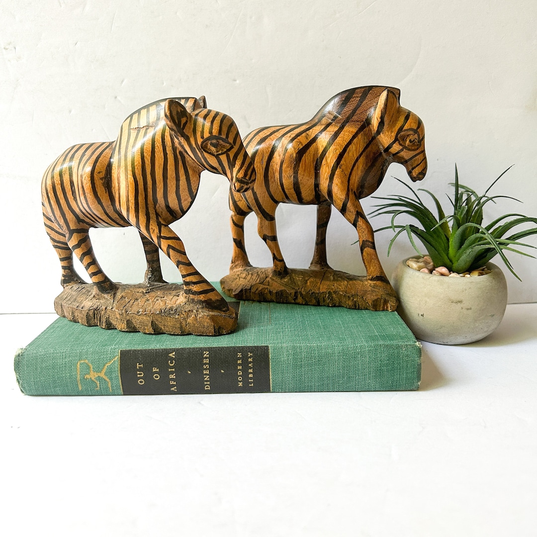 Vintage Wood Zebra Sculptures, Set of 2 Etsy