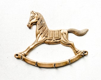 Vintage Brass Horse Hook Rack, Keyrack