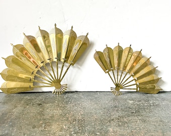 Vintage brass / gold tone wall fans, set of 2