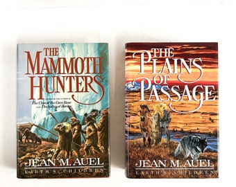 Jean M. Auel First Edition Books, Vintage Set of Two, The Mammoth Hunters and The Plains of Passage