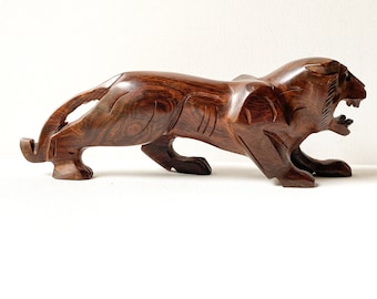 Vintage ironwood tiger, hand carved sculpture