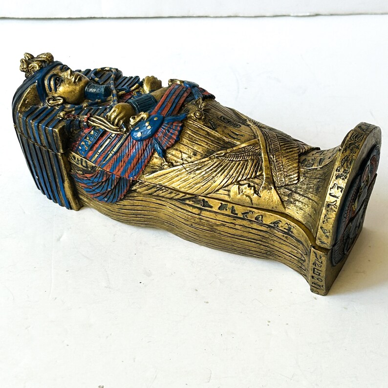 Vintage Egyptian Sarcophagus Box, Collectible Decor image 5