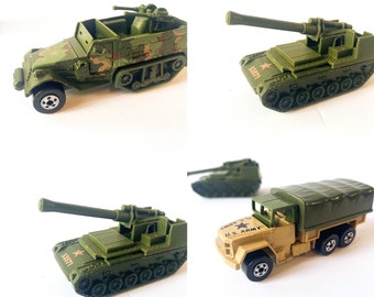 Vintage Matchbox Military Vehicles, Army Collectibles, Malaysia, 1974, 1982, 1983