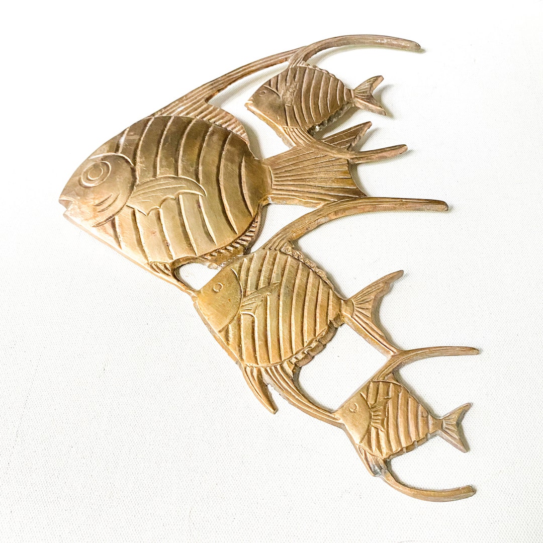 Vintage Brass Fish Wall Hanging Mid Century Nautical Decor Etsy