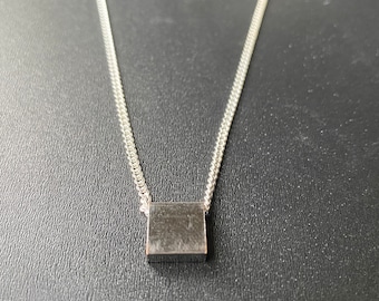 Silver square charm necklace, minimalist, geometric jewelry