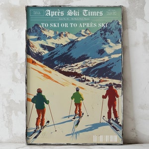 Apres Ski Times, Trendy Newspaper Ski Magazine, Ski Lodge Print, Instant Download Print, Vintage Newspaper Print