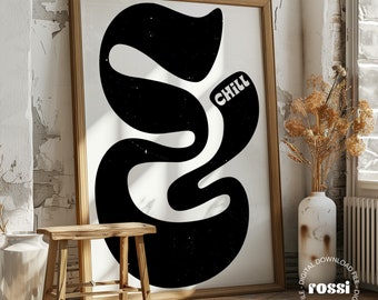 And Chill - Monocrome Quote Print, Typography Poster, Retro Room Poster, Minimalist Art, Statement Gallery, Ampersand Bold Typography