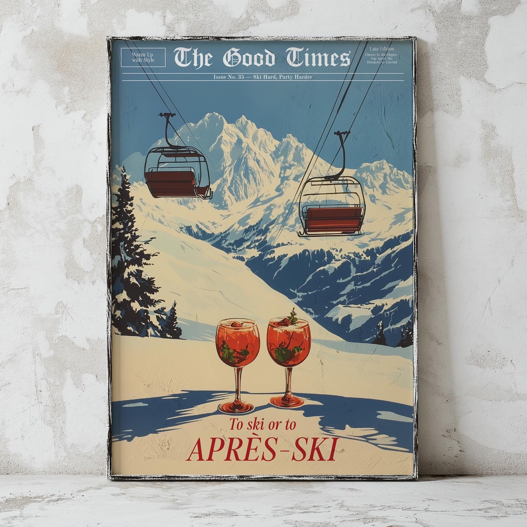 Apres Ski Wall Print, Newspaper Magazine Print, Winter Wall Art ...