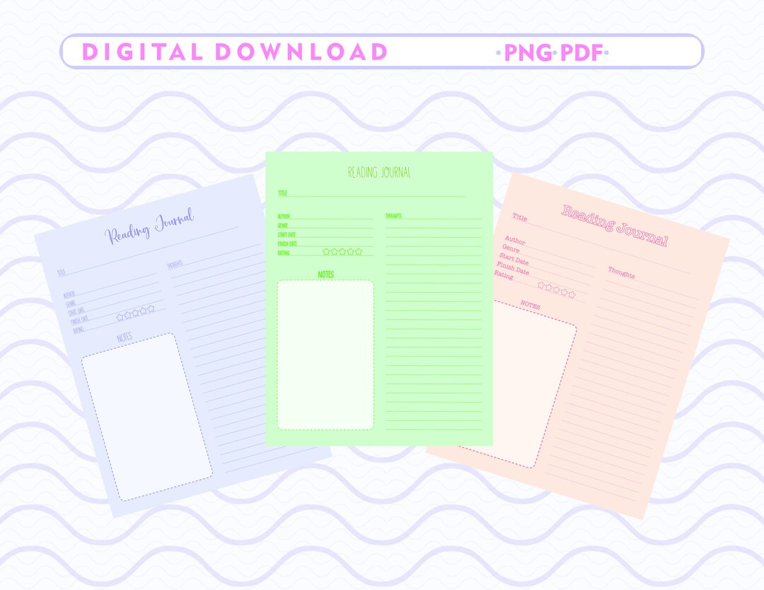 Reading Journal Template | Book Log Tracker (PDF PNG) - Etsy