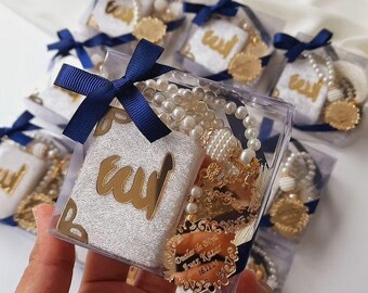 Benutzerdefinierte Mini Koran Tasbih Box Set, Islamische Hochzeit Gunsten