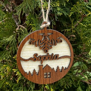 Personalized Christmas Ornaments, Custom Christmas tree Decor, Wood Xmas decor, Laser Cut Names, Christmas Bauble, Gift Tags, Your Logo