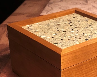 Cherry, Corian, and Walnut Hinged Stash Box