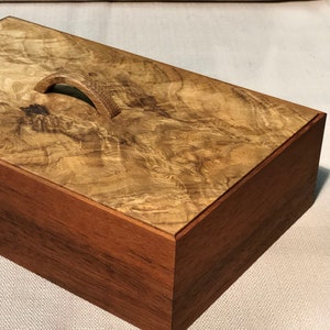 Mahogany Keepsake Box with Gnarled Oak Lid image 1