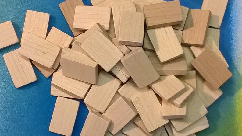 Wooden Tiles 15/16 x 5/8 x 3/16 lot of 20 Unmarked image 5