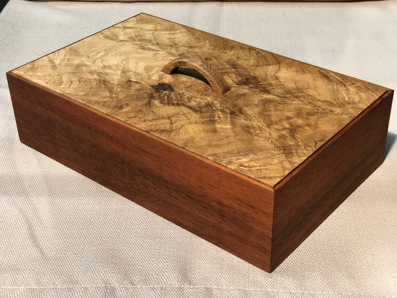 Mahogany Keepsake Box with Gnarled Oak Lid image 1